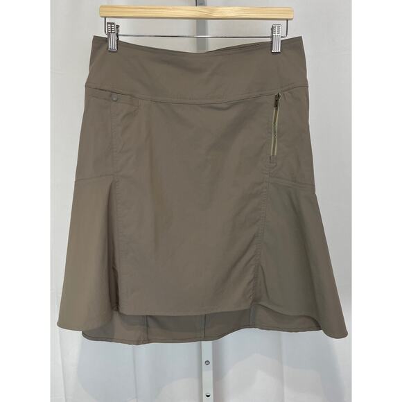 ROYAL ROBBINS Discovery Strider Skirt Fit Flare Stretch Nylon Brown Size 8 - Picture 1 of 8